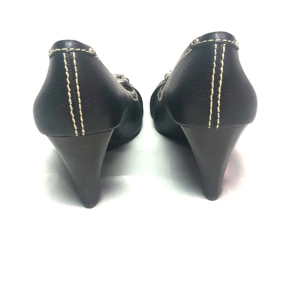 Black FOSSIL Leather Maddox Wedges 9.5 - Picture 4 of 8